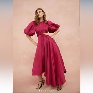 AJE Tidal Tucked Cut Out Midi Dress